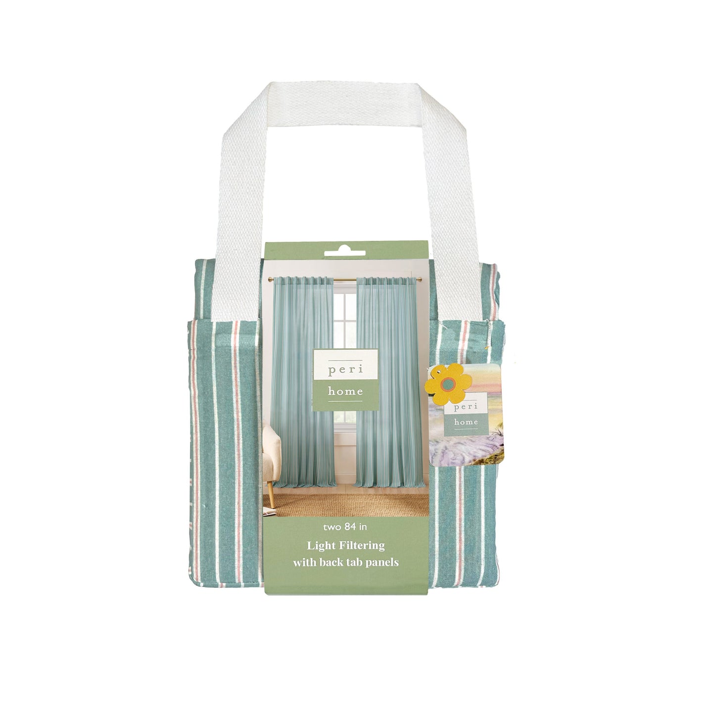 Peri Home Marina Stripe Vorhang Panel Paar und Tote Bag Set
