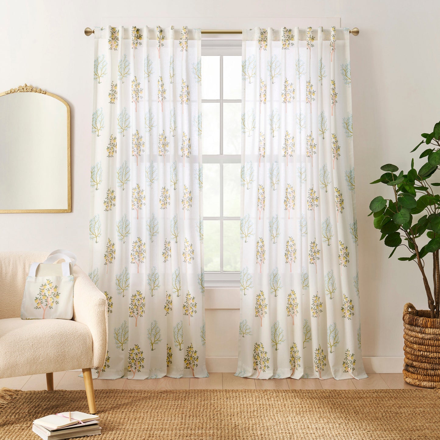 Peri Home Trees Vorhang Panel Paar und Tote Bag Set