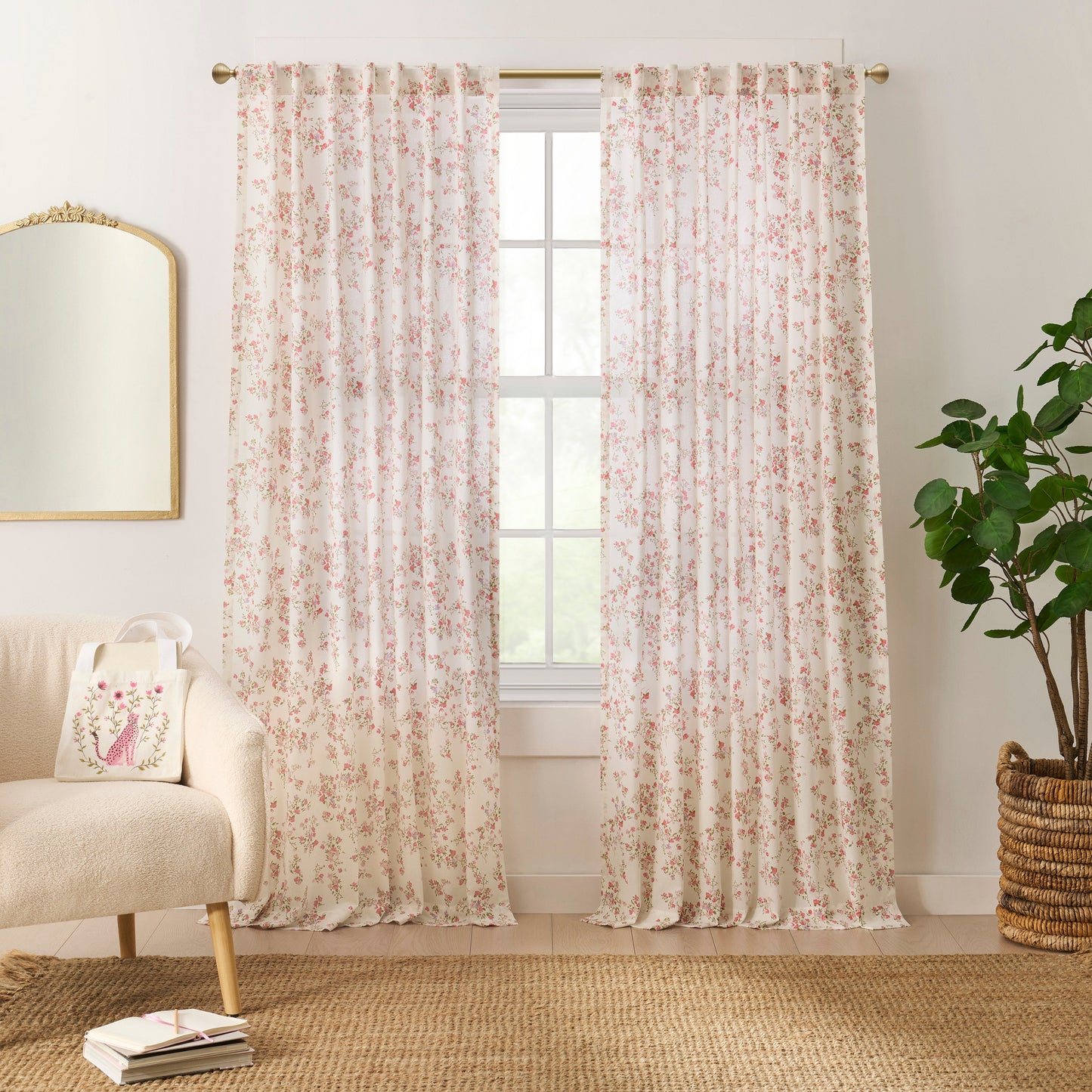 Peri Home Konfetti Floral Curtain Panel Paar und Tote Bag Set