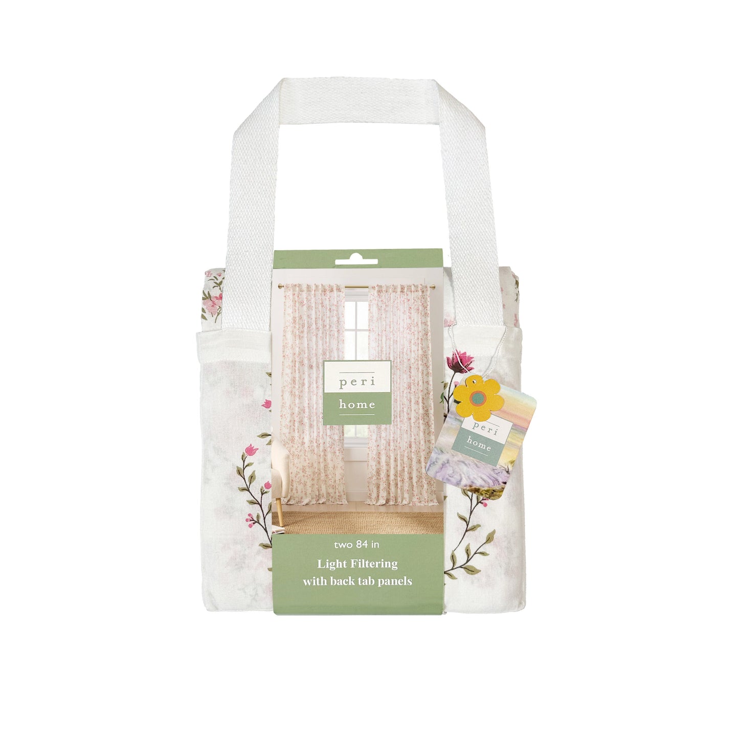 Peri Home Konfetti Floral Curtain Panel Paar und Tote Bag Set