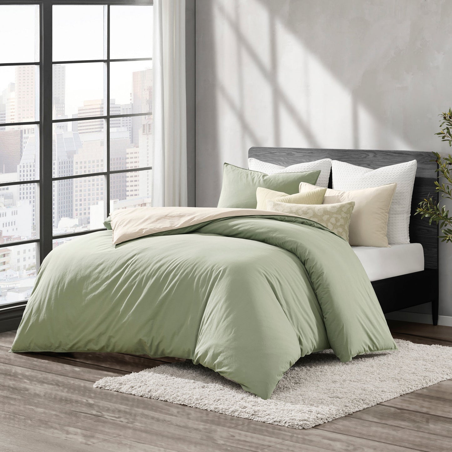 DKNY Reversible Vintage Washed Cotton Duvet Set