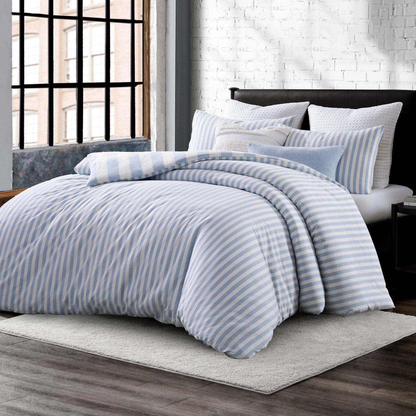 DKNY Reversible Strip Vintage Washed Cotton Comforter Set