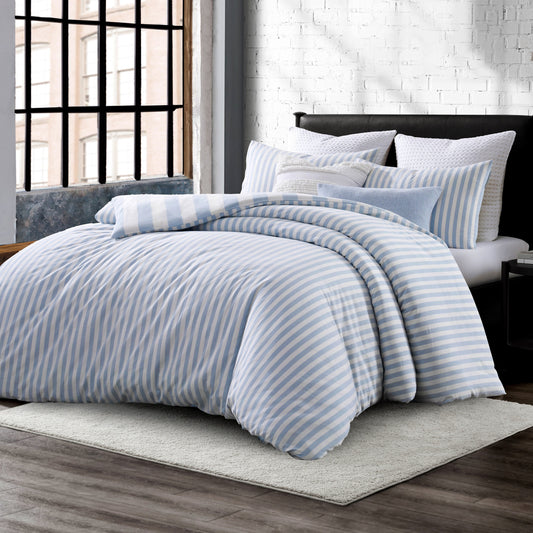 DKNY Reversible Strip Vintage Washed Cotton Duvet Set