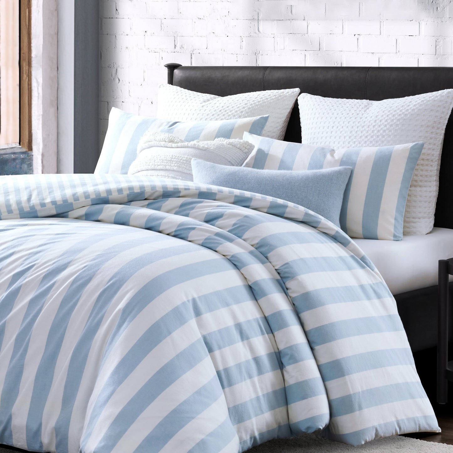 DKNY Reversible Strip Vintage Washed Cotton Comforter Set
