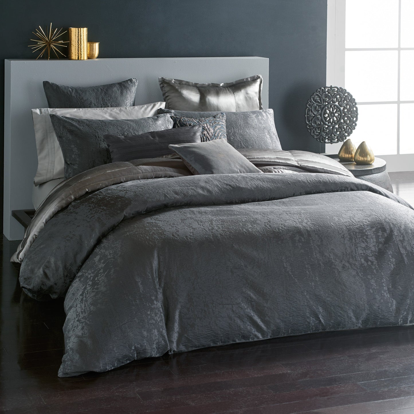 Donna Karan Moonscape glasiertes Lederdekorations-Kissen