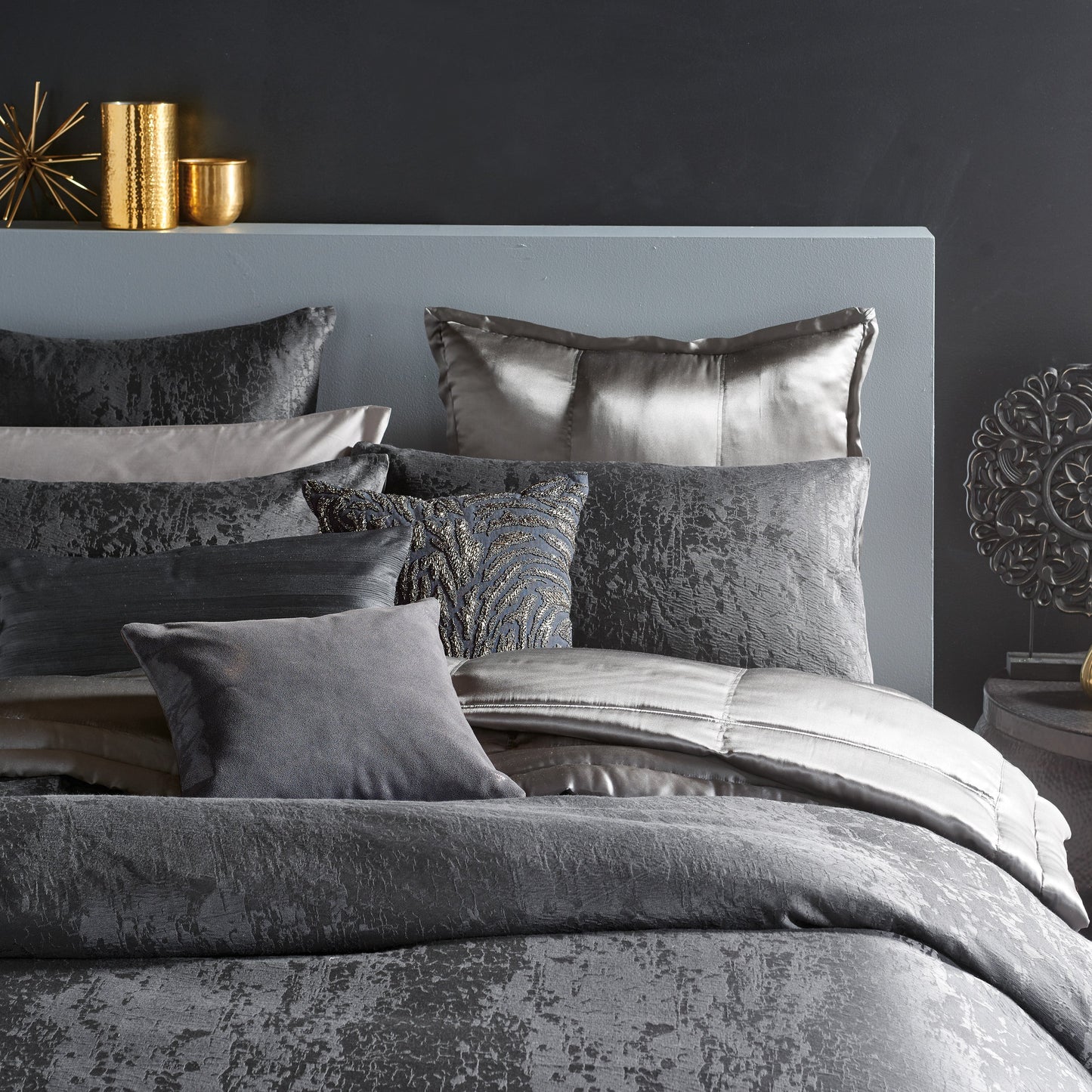 Donna Karan Moonscape glasiertes Lederdekorations-Kissen