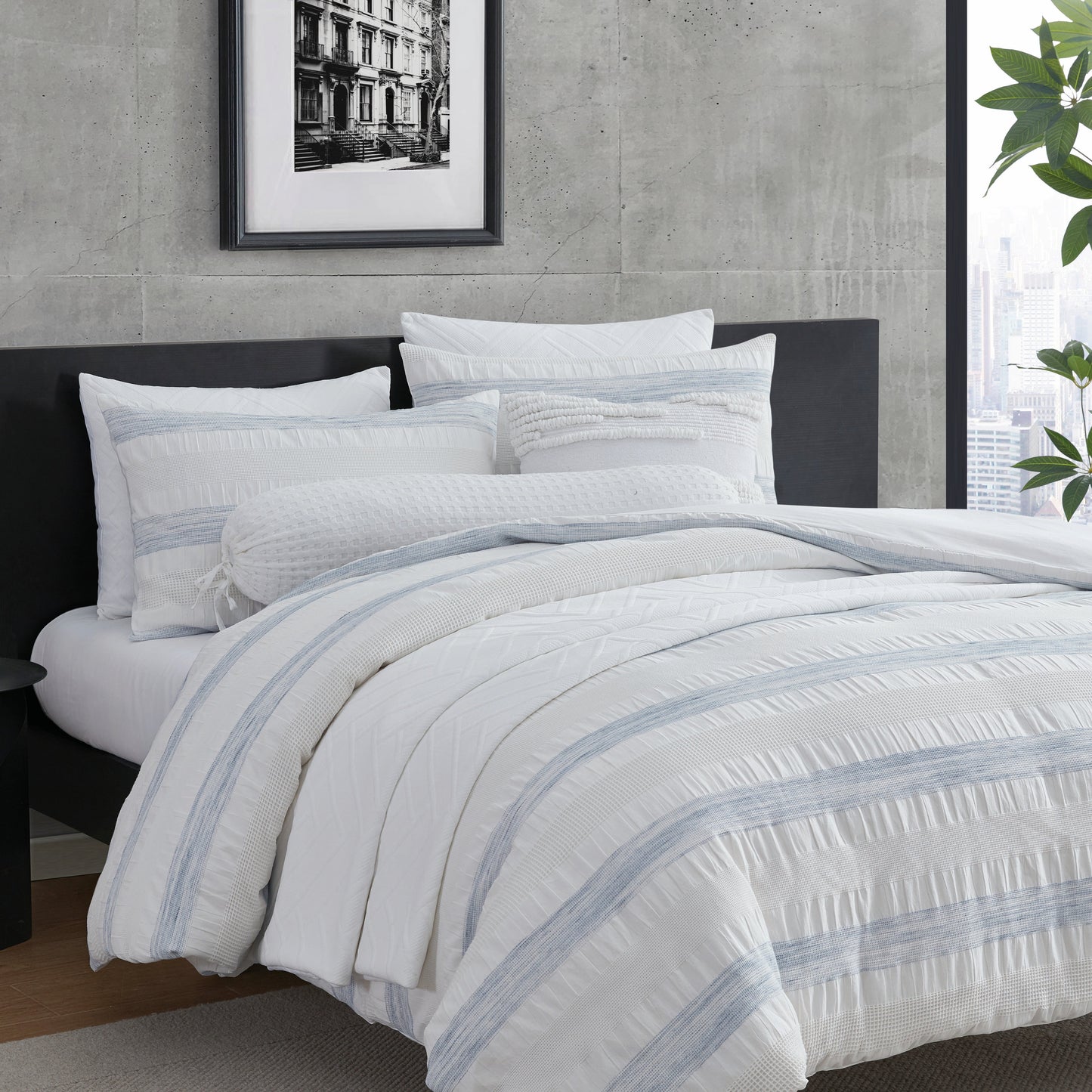 DKNY Waffelstreifen Jacquard Comforter Set