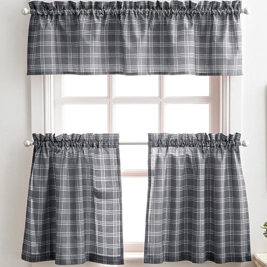 Curtainworks Lodge Plaid Valance & Tier 3pc Set