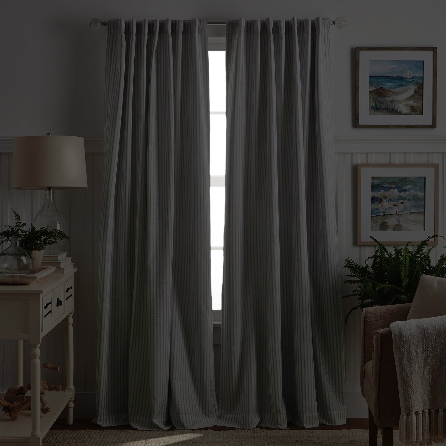 Martha Stewart Ticking Stripe Curtain Panel Paar