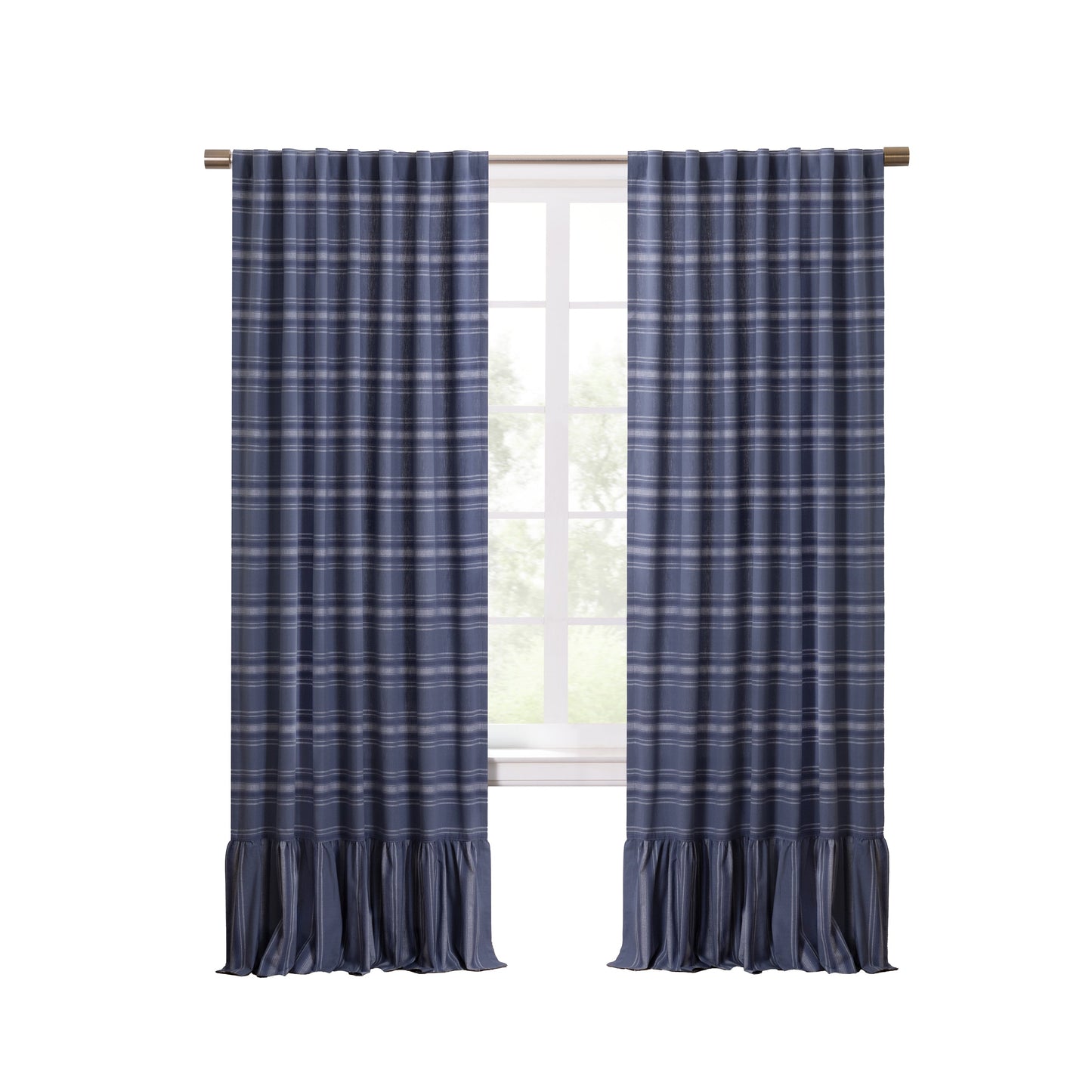 Martha Stewart Ruffle Stripe Curtain Panel Paar