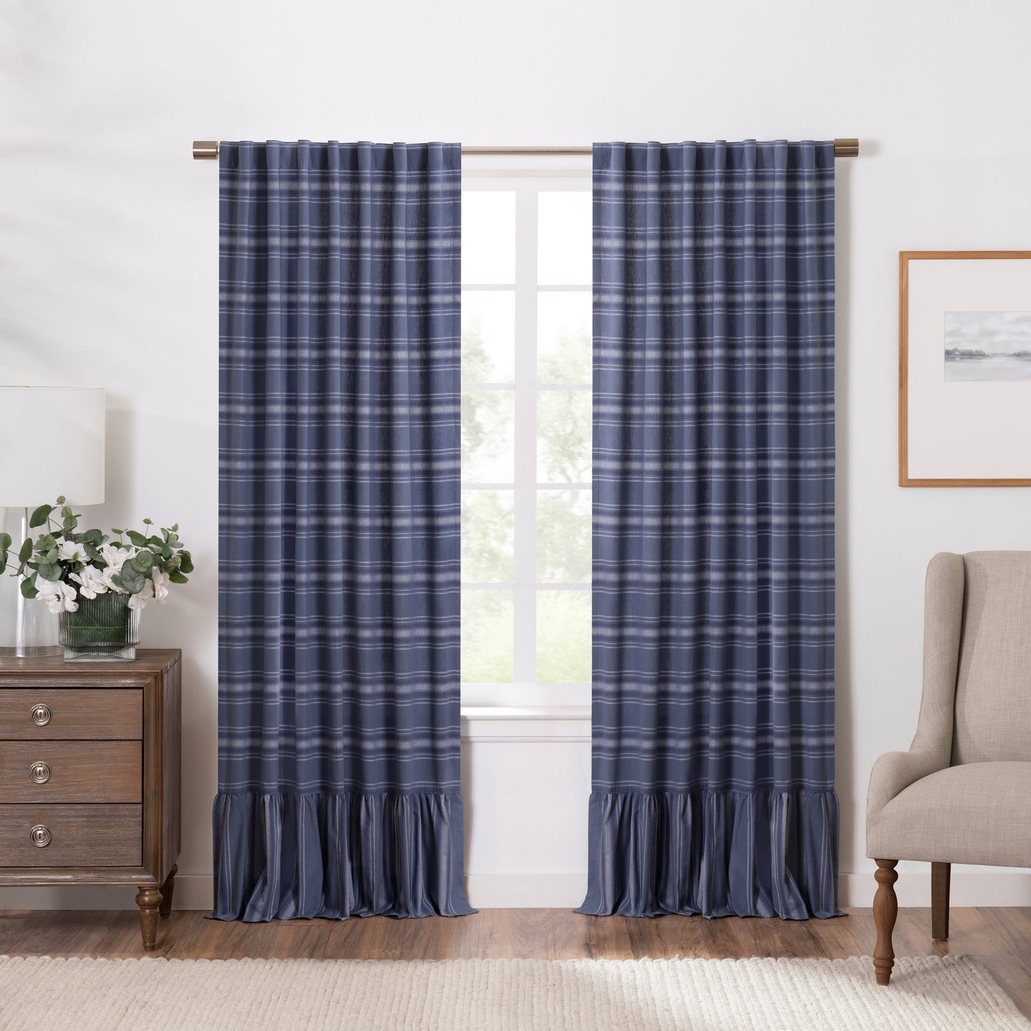 Martha Stewart Ruffle Stripe Curtain Panel Paar
