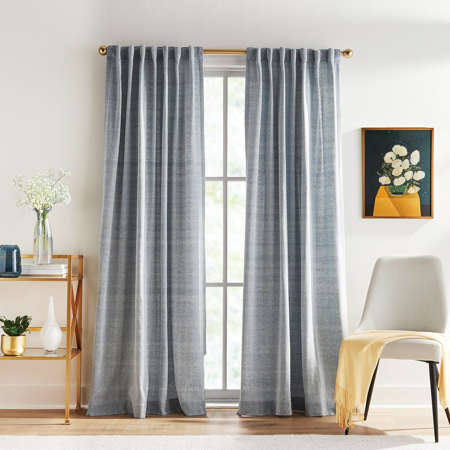 Peri Home Herringbone Backtab Curtain, Set von 2 Panels