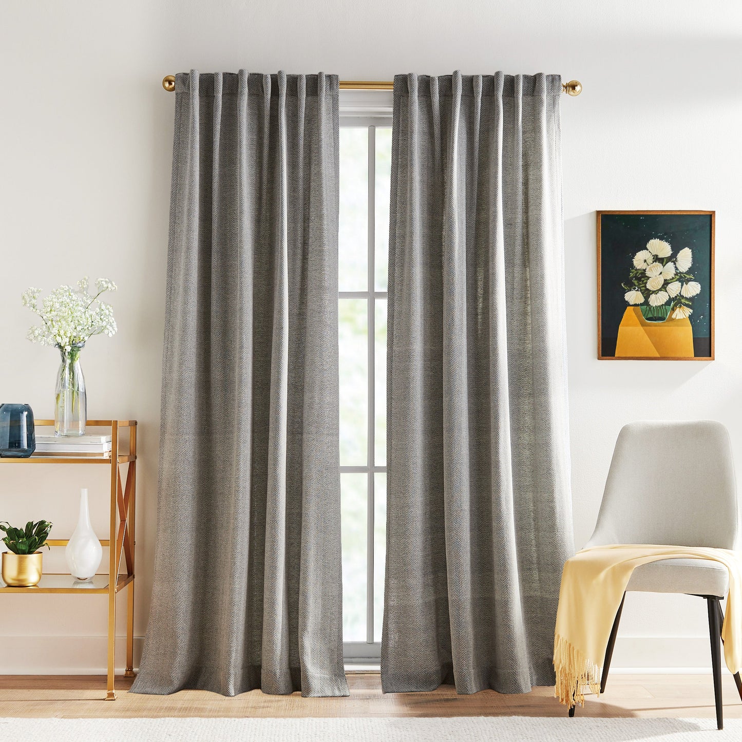 Peri Home Herringbone Backtab Curtain, Set von 2 Panels