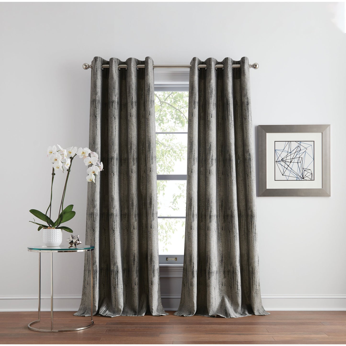 DKNY Basalt Jacquard Raum Verdunkelung Vorhang Panel-Paar