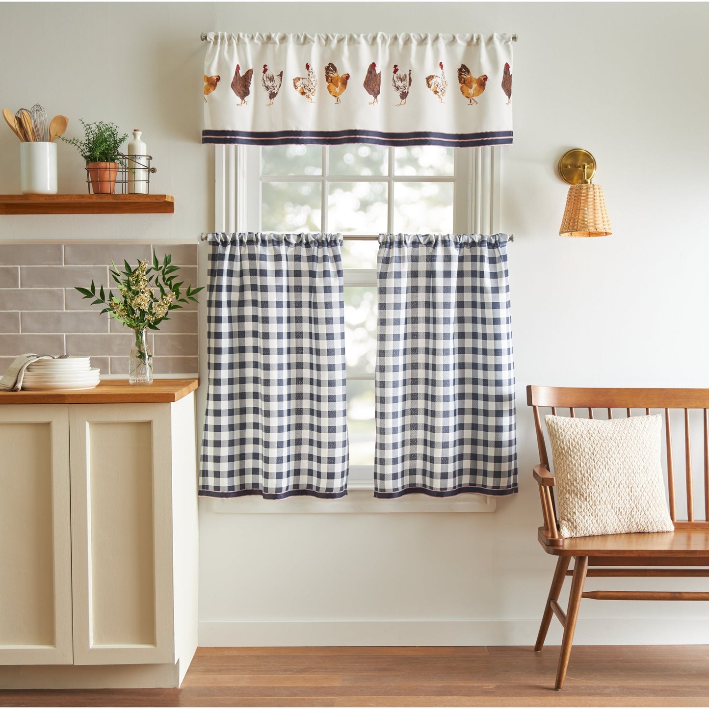 Martha Stewart Chickens 3-Piece Valance & Tiers Set