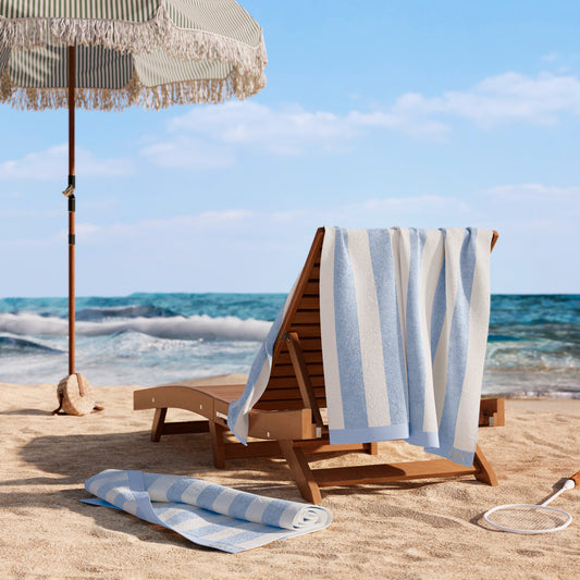 DKNY Cabana Stripe 4-teiliges Beach Towel und Tote Bag Set
