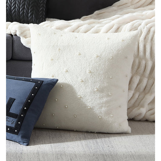 KARL LAGERFELD PARIS Faux Fur Pearl Dekoratives Kissen