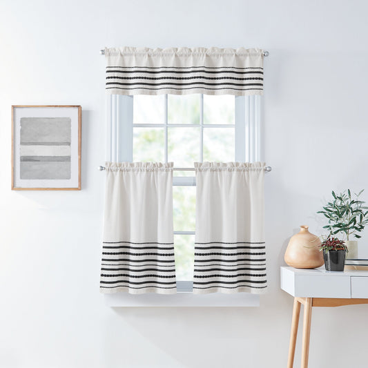Curtainworks Global Woven Stripe 3-teilige Valance und Tiers
