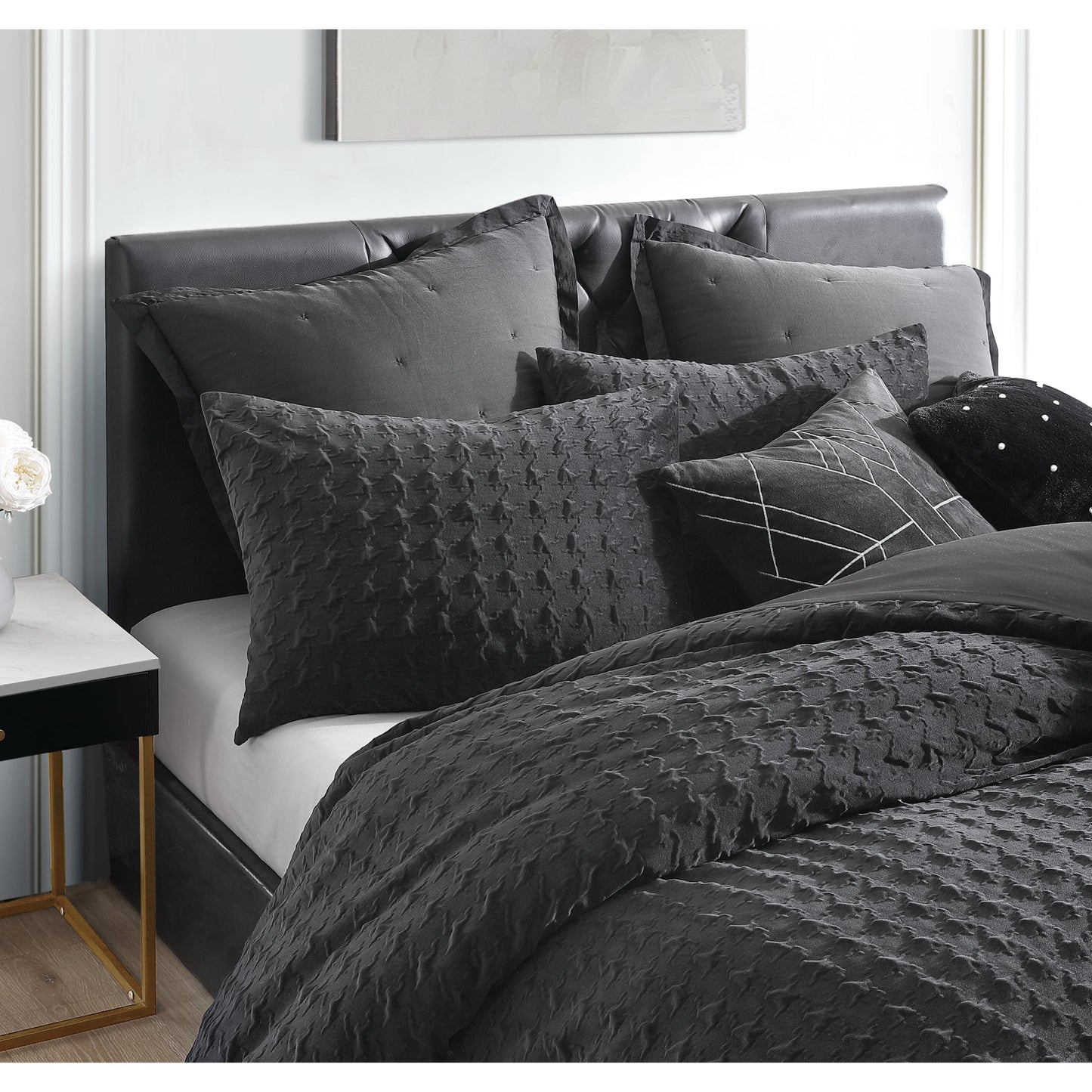 KARL LAGERFELD PARIS Samt Houndstooth Komfortset