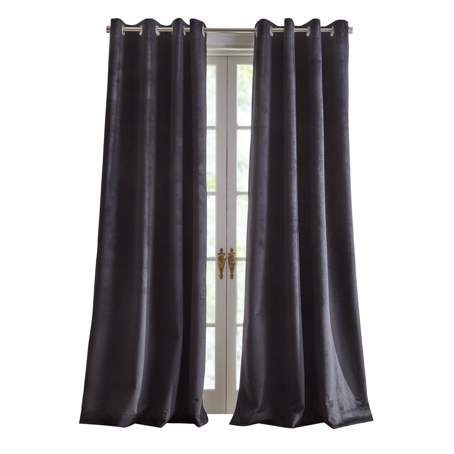 KARL LAGERFELD PARIS Velvet Blackout Grommet Curtain Panel Paar