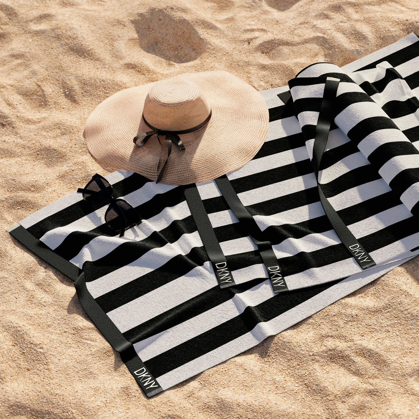 DKNY Cabana Stripe 4-teiliges Beach Towel und Tote Bag Set