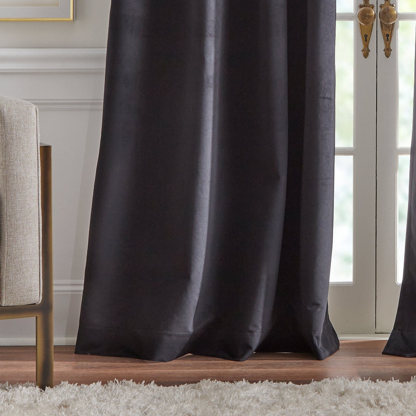 KARL LAGERFELD PARIS Velvet Blackout Grommet Curtain Panel Paar