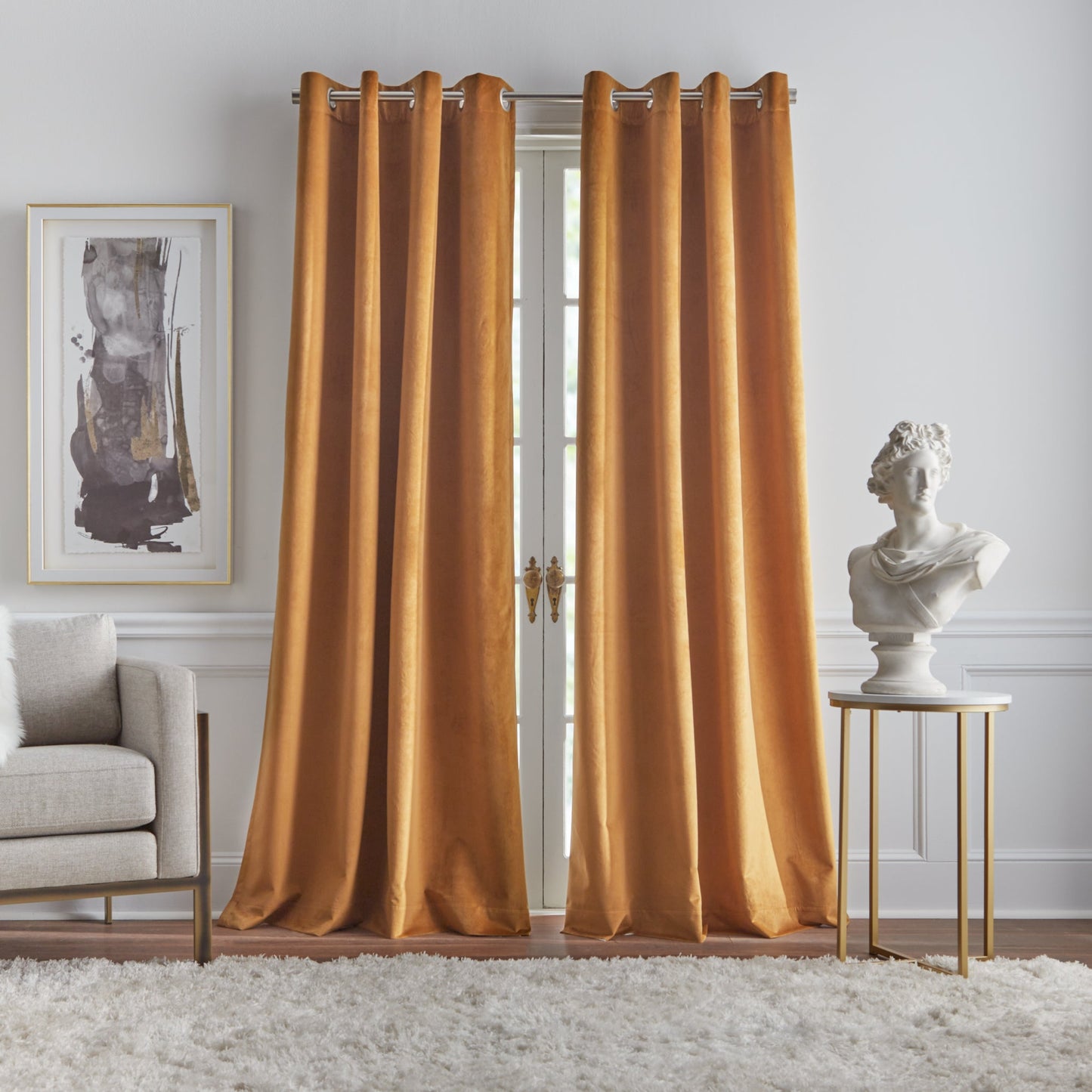 KARL LAGERFELD PARIS Velvet Blackout Grommet Curtain Panel Paar