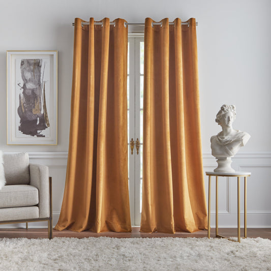 KARL LAGERFELD PARIS Velvet Blackout Grommet Curtain Panel Paar